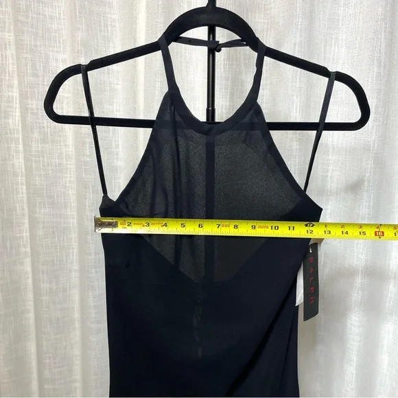 Ralph Lauren Black Sheer Halter Midi Formal Cocktail Dress - Medium - Picture 6 of 13